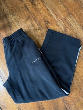 YoungLA Black Track Pants with White Logo